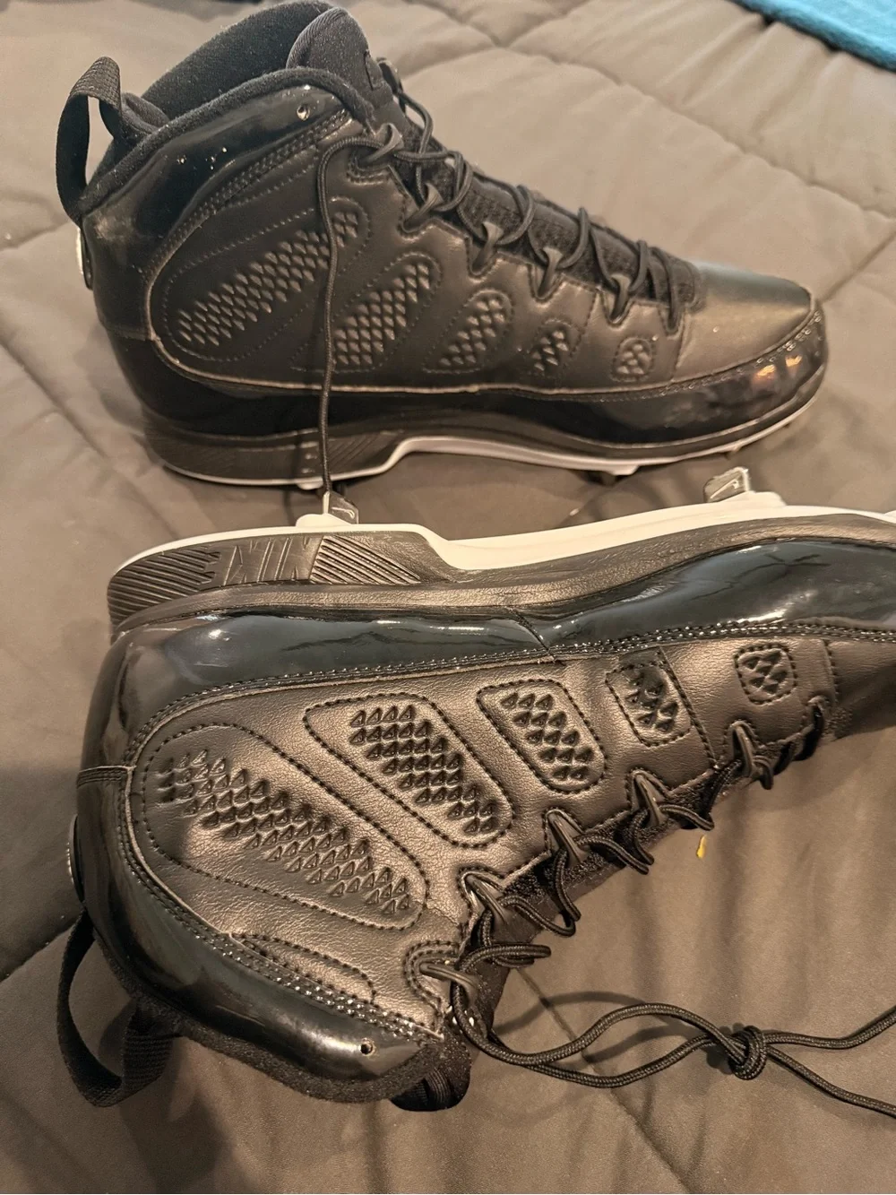 New Jordan 9 Men's Black High-Top Baseball Athletic Cleats